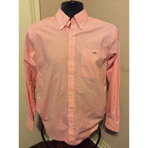 Fish Hippie Tailored Fit Long Sleeve Button Shirt Mens Small S Pink Gingham